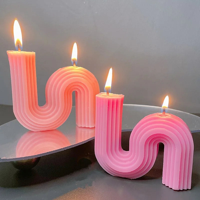 Geometric s shaped loft style candle